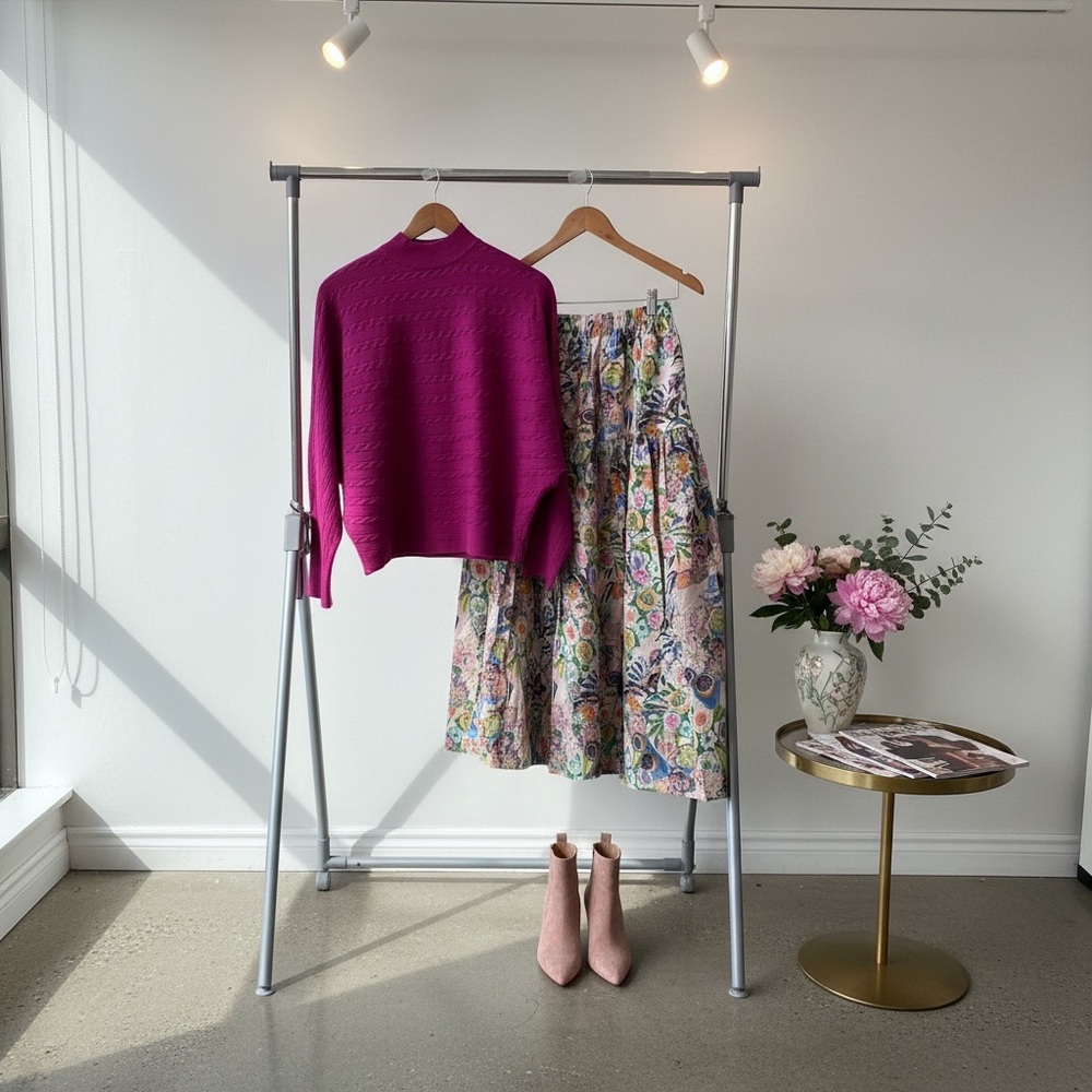 Floral Multicolor Women's Skirt - Picture 3 of 3